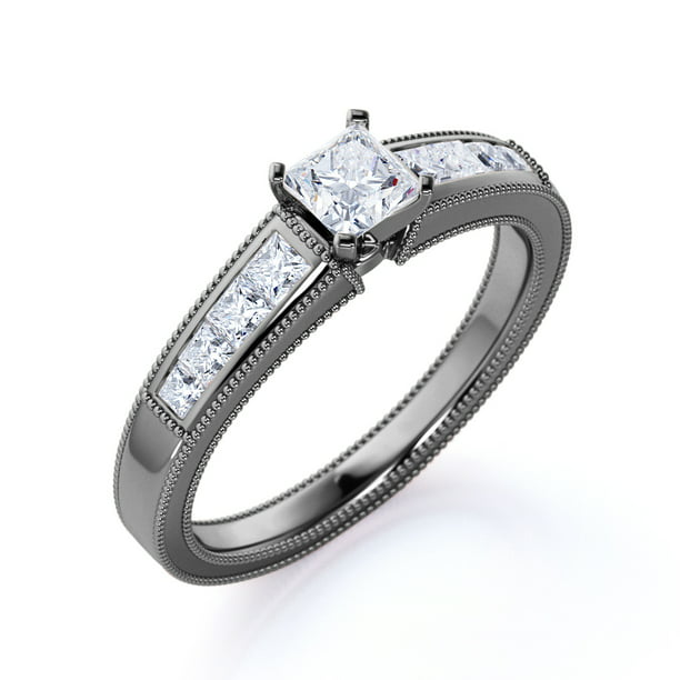 Details about   14k Yellow OR White Gold Princess Halo CZ Engagement Ring Anniversary Square CZ 